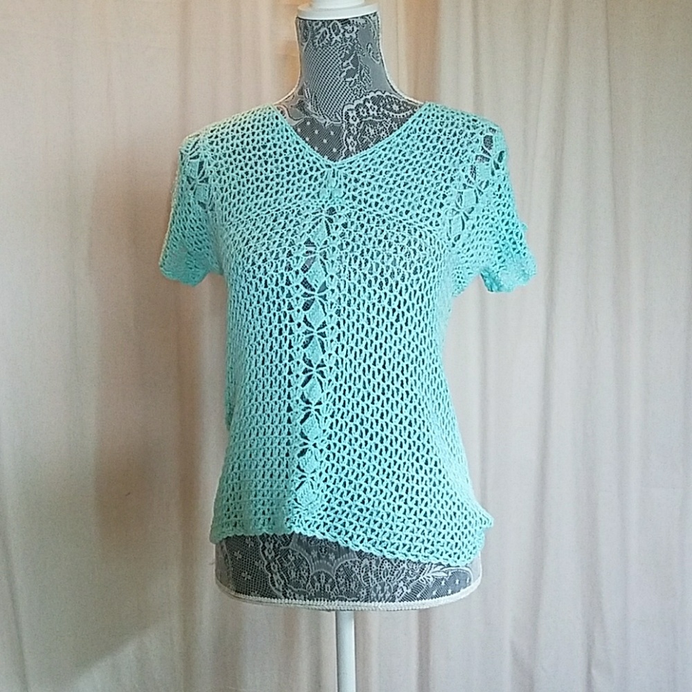 Teal crochet top